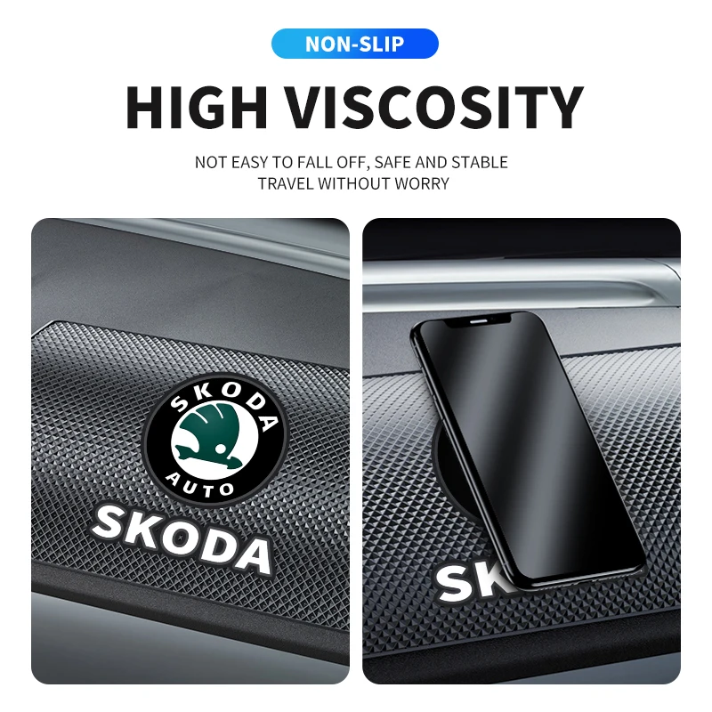 Car Anti-Slip Mat Ornament PVC Sticky Pad Dashboard Non Slip Mat For Skoda Octavia A5 MK1 Kodiaq A7 Fabia Superb Auto Styling