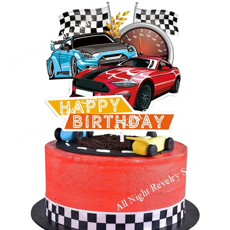 Hot Wheels decorazione di compleanno auto da corsa stoviglie di carta Cupcake Toppers auto da corsa Baby Shower bambini ragazzi forniture per feste