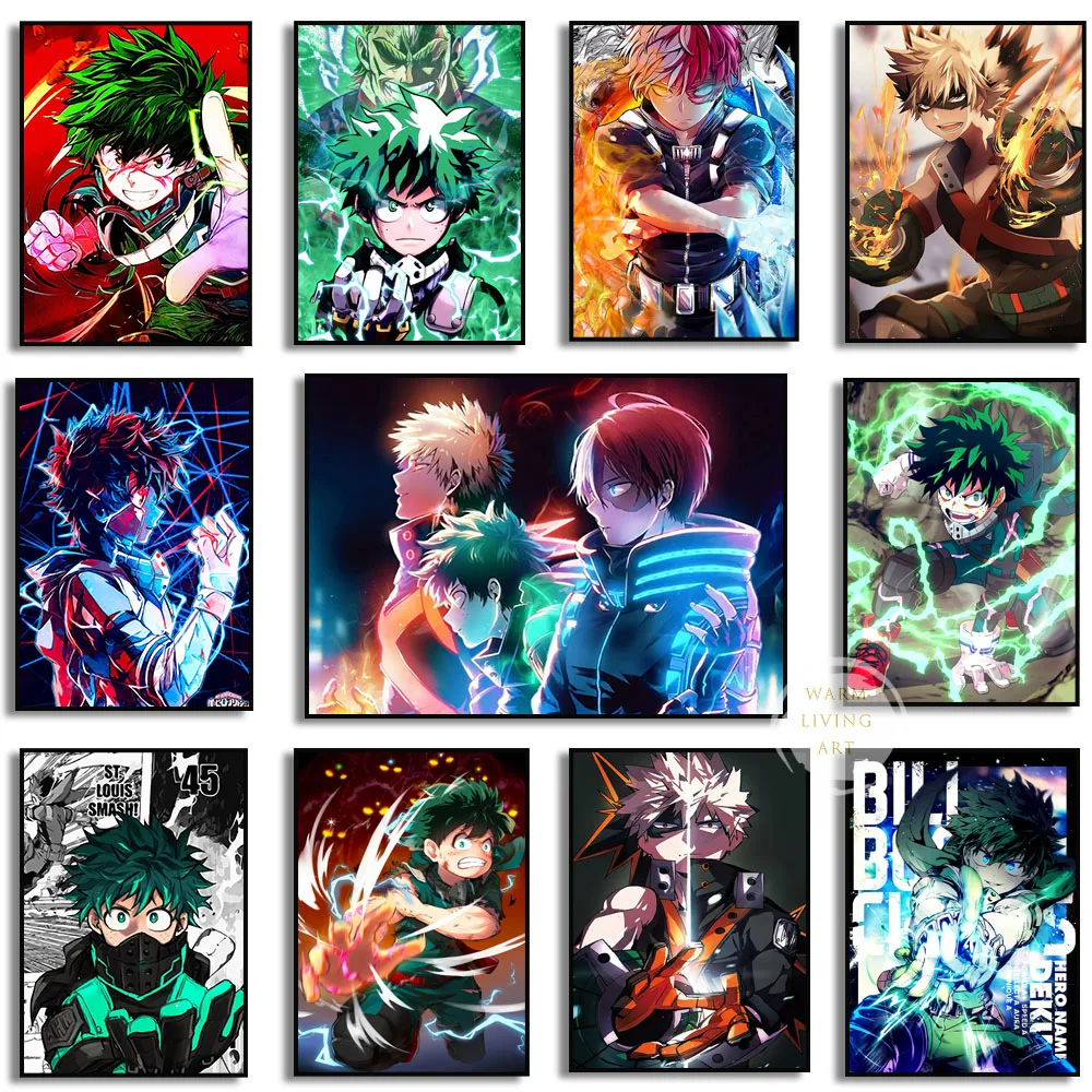 My Hero Academia Deku Posters Anime BNHA Midoriya Izuku Canvas Painting Manga Wall Art Pictures for Home Kid Room Decor Gift