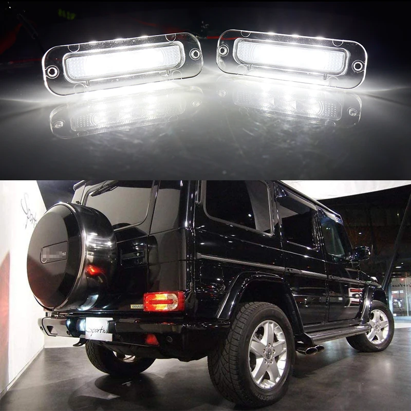 Car Xenon White LED License Plate Light For 1990-2012 Mercedes-Benz W463 G500 G550 G55 AMG License Plate Light,Canbus Error Free