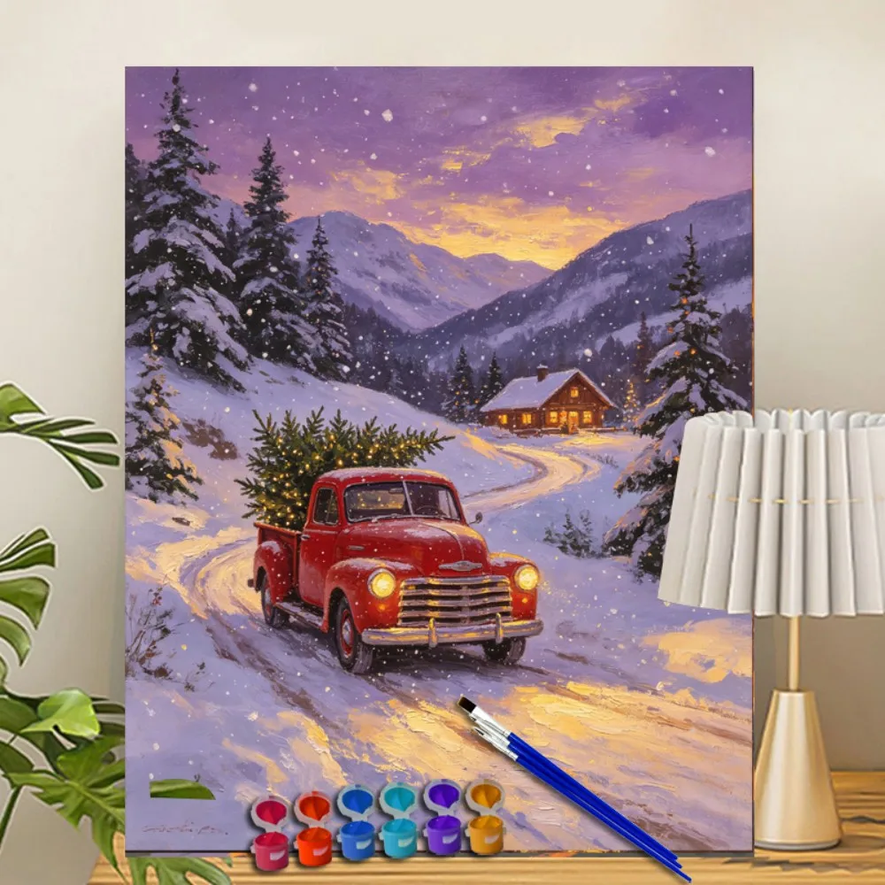 Painting By Numbers Bringing Home the Christma  Acrylic Paint Canvas Dropshipping Portrait Family Children Photo Christmas gifts