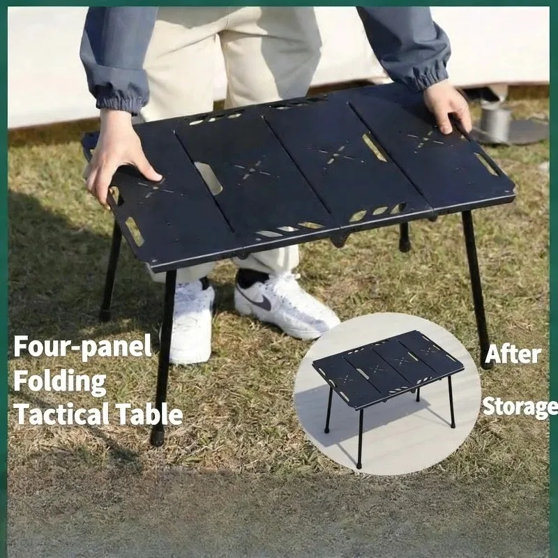 

Outdoor Four Fold Table Portable Aluminum Alloy Camping Table Ultra Light Outdoor Table, Compact and Multifunctional with Handle