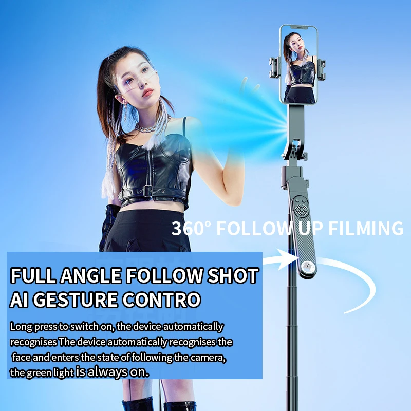 Q515TK Auto Tracking Phone Holder Auto Face Tracking Tripod 360 Rotation Tracking Cameraman Robot Mount for Video Vlog Live