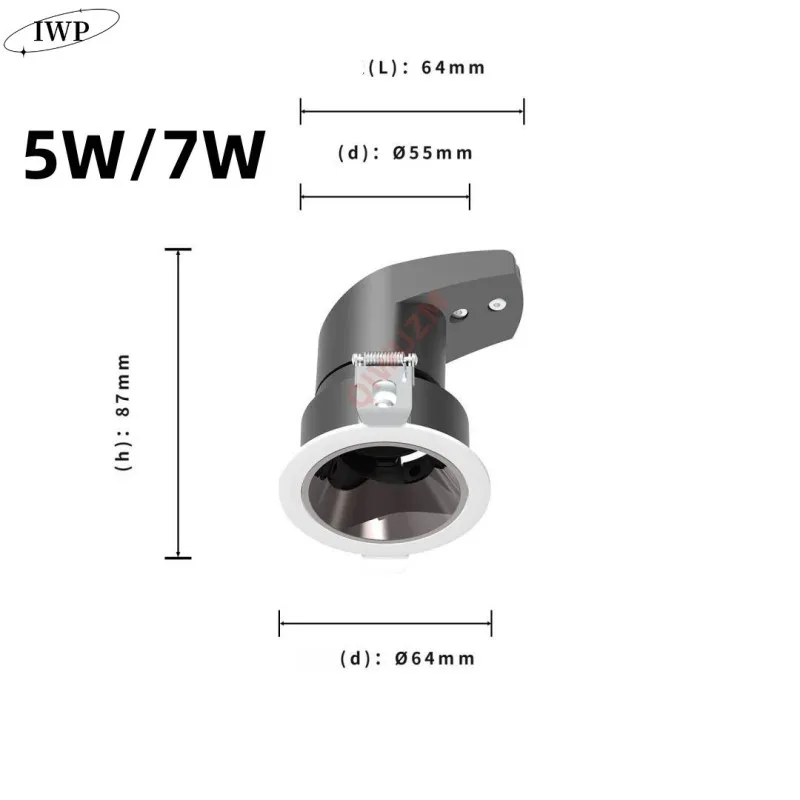 Spot lumineux LED encastrable avec technologie COB, éclairage d'intérieur, luminaire de plafond, lumière à intensité réglable, idéal pour un bureau, 5/10/15/24W, AC 110/220V