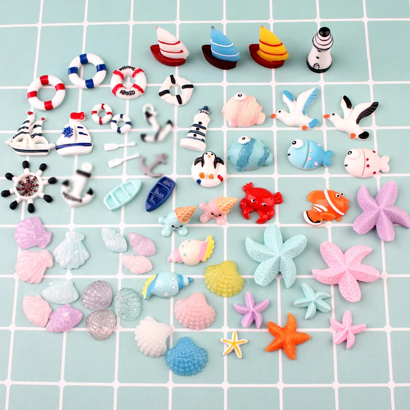 Diy Fashion Design Cute Resin Ship Lifebuoy Starfish Boat Anchor Ocean Element Accessories Fun Mini Children's Headwear Wholesal