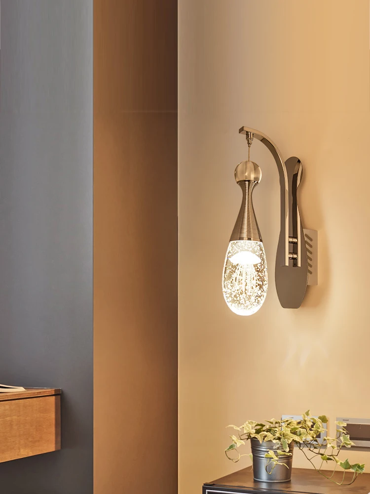 مصباح جداري كريستالي بسيط وحديث لغرفة المعيشة خلفية جدار أوروبي فاخر لغرفة الطعام وغرفة الدرج مصباح جداري #2