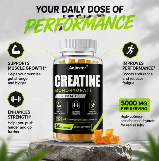 Creatine Monohydrate Gummies 5000mg Per Serving, Chewable Fitness Supplement, Support Muscle, Strength & Exercise Endurance