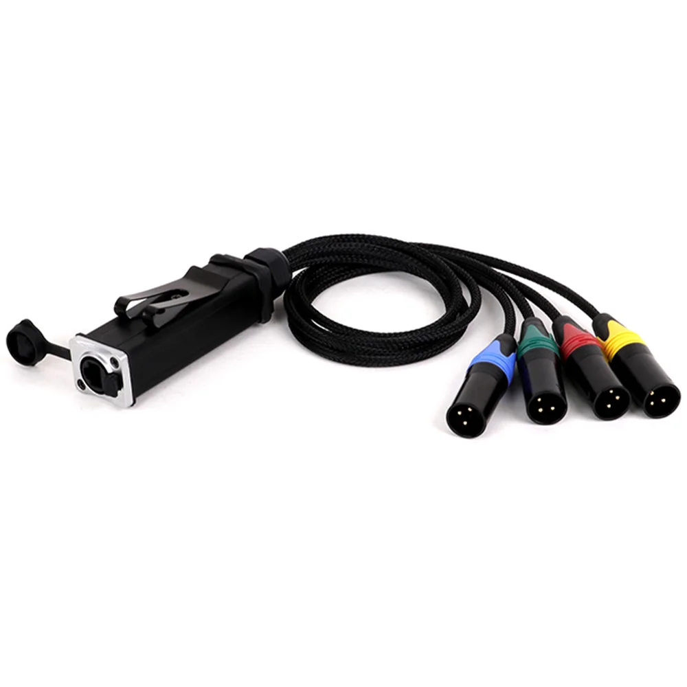 Waterproof RJ45 CAT5 90mm Box Extender to 4 Channel XLR 3Pins Multi Network Adapter Cable for Stage Lighting Recording Studio