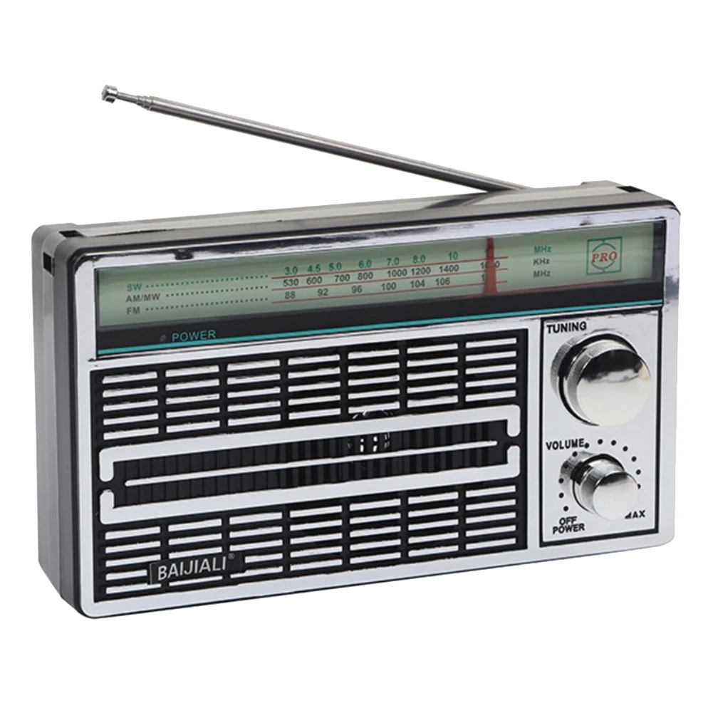 

BAIJIALI портативный AM/FM/SW винтажный радиоприемник для пожилых, уличный Портативный радиоприемник, с кнопкой регулировки для улицы
