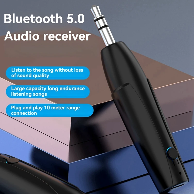 Bluetooth-совместимый приемник 5,0 с разъемом 3,5 мм, автомобильный AUX, стерео музыкальный аудиоадаптер громкой связи для наушников, динамиков