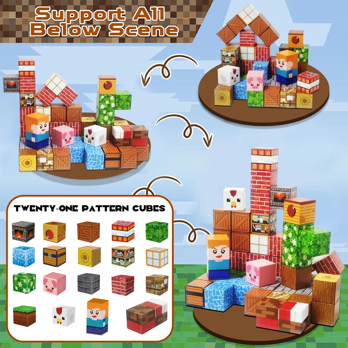 ألعاب بناء المكعبات المغناطيسية للأطفال، لعبة السفر الحسية، لعبة التراص المكعبة، ألعاب البناء المجانية، ملحقات الهالوين للأطفال