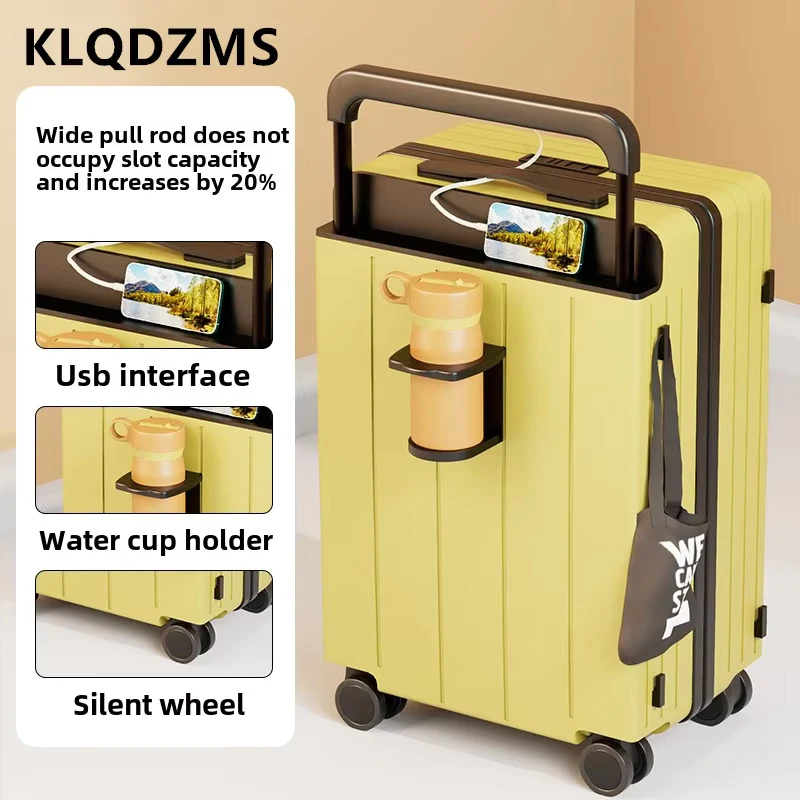 KLQDZMS-Valise d'embarquement multifonctionnelle, valise à roulettes, chargement USB, ABS + PC, 20 ", 22", 24 ", 26", 28 ", déterminer la valise de voyage