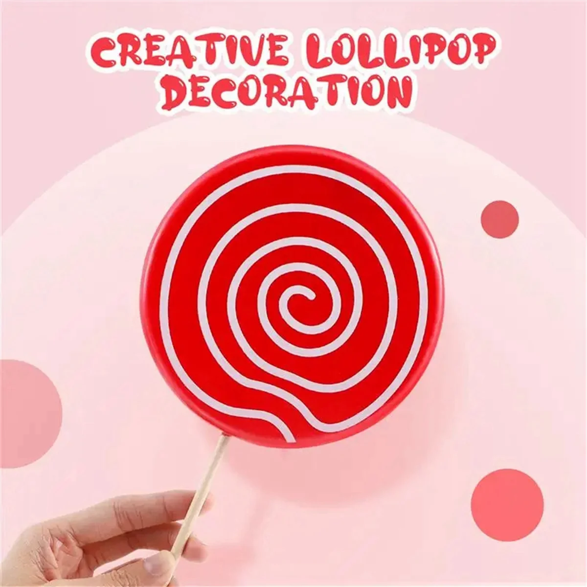 3Pcs Simulated Lollipop Prop Fake Lollipop Model Candy Ornament Wedding Festival Decoration,Red
