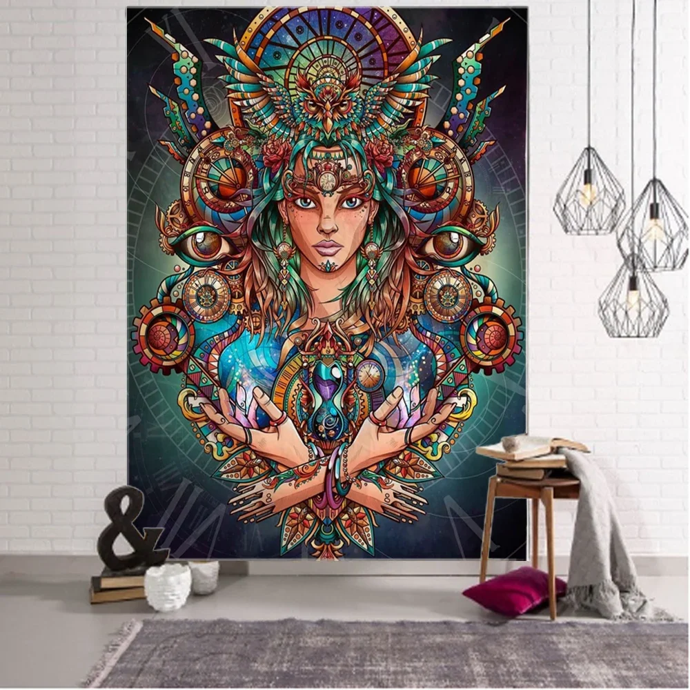 Psychedelic Abstract God Monster Tarot Wall Tapestry Art Mysterious Color Blanket Curtain Hanging Living Bedroom Home Decoration