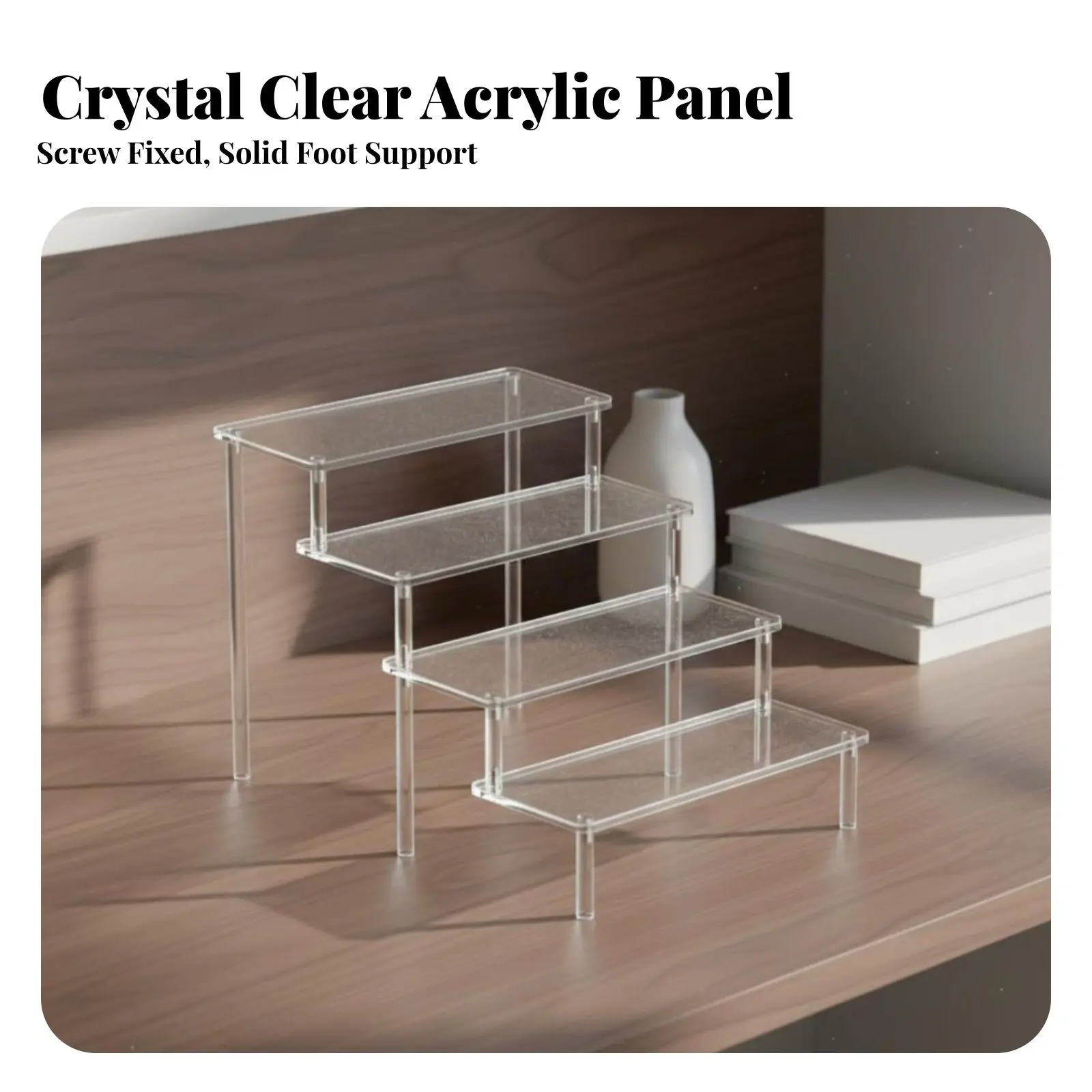 

Acrylic Display Stand High Clarity Figurine Display Shelf Tiered Acrylic Riser Space Saving Multi-Level Step Stand Long-Lasting
