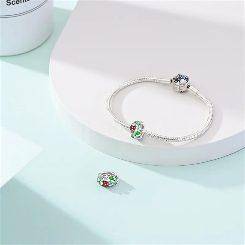 New In Silver Color Green Series-Four-Leaf Clover Pendant Fit Pan Bracelet DIY Charm Woman Jewelry Hot Sale