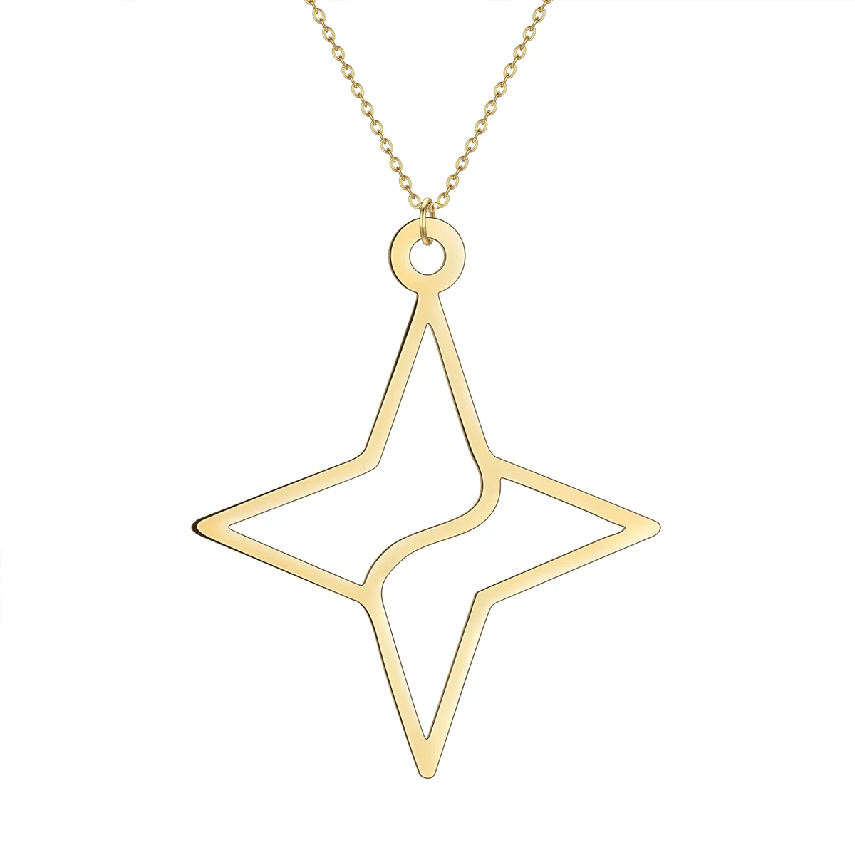 Stainless Steel YinYang Star Sign Necklace Women Silver  Simple Jewelry Geometric Gold Pendant Necklace