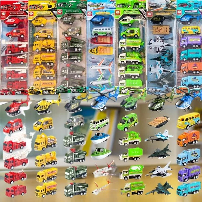 Jouet indispensable pour les garçons : 4/6 pièces, modèles de véhicules d'ingénierie à retirer, camion d'assainissement à l'inertie.