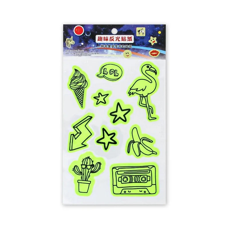 Adorable Cartoon Reflective Safety Stickers Backpack Clear Smiley Face Waterproof Self Adhesive Decorative School Bag Accessory