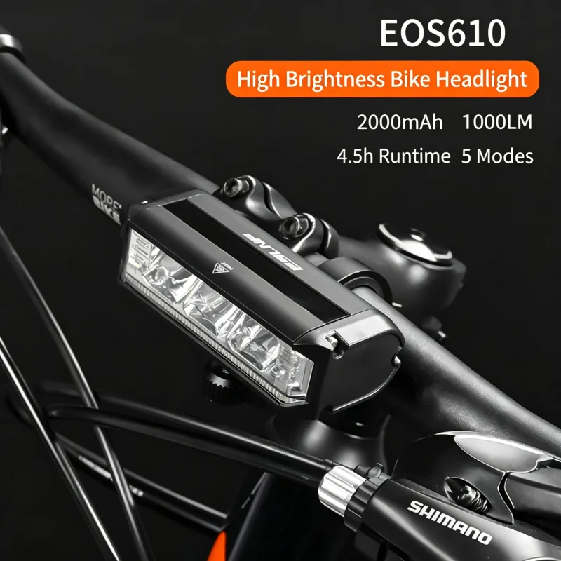 ESLNF Night Riding Bicycle Front Lamp 1000LM 3 LEDs USB Rechargeable Waterproof Aluminum Alloy 2000mAh MTB Road Headlight