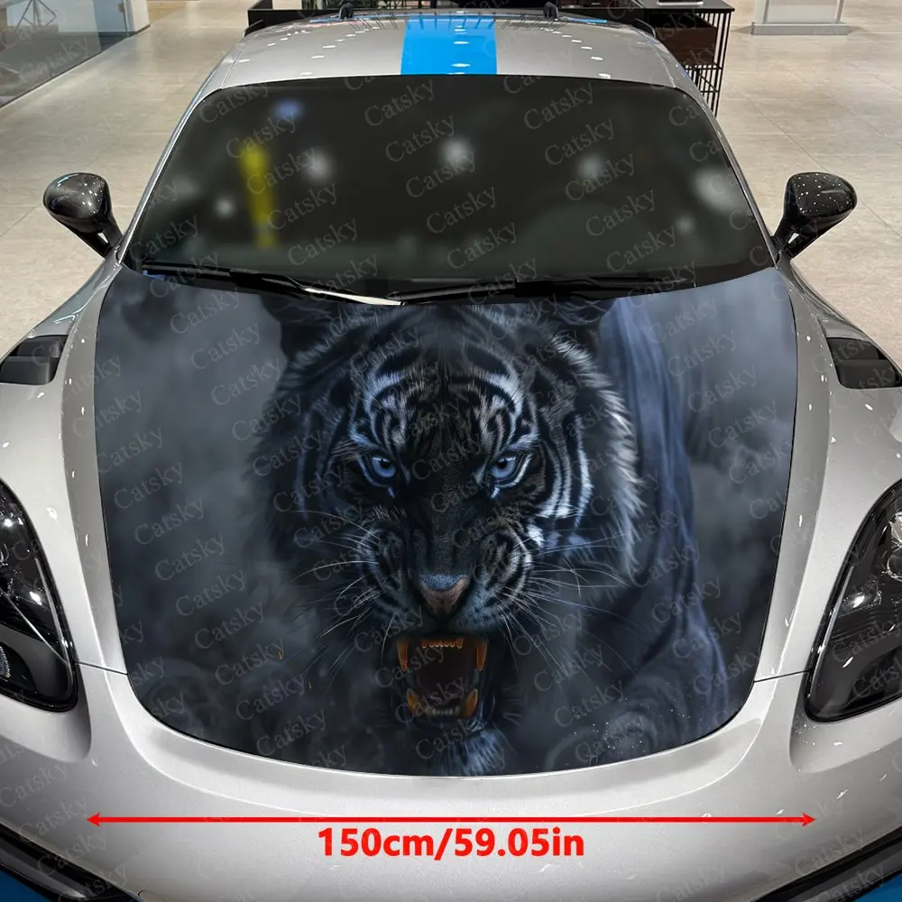 다크 렐름 블랙 타이거 자동차 비닐 랩, PVC 소재 방수 자동차 후드 스티커, 자가 접착 스크래치 방지 스티커
