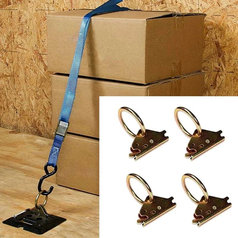 4 Packs Steel E-Track O-Ring Tie-Down Anchors For E-Track Tie-Down System Secure Cargo In Enclosed Flatbed Trailers