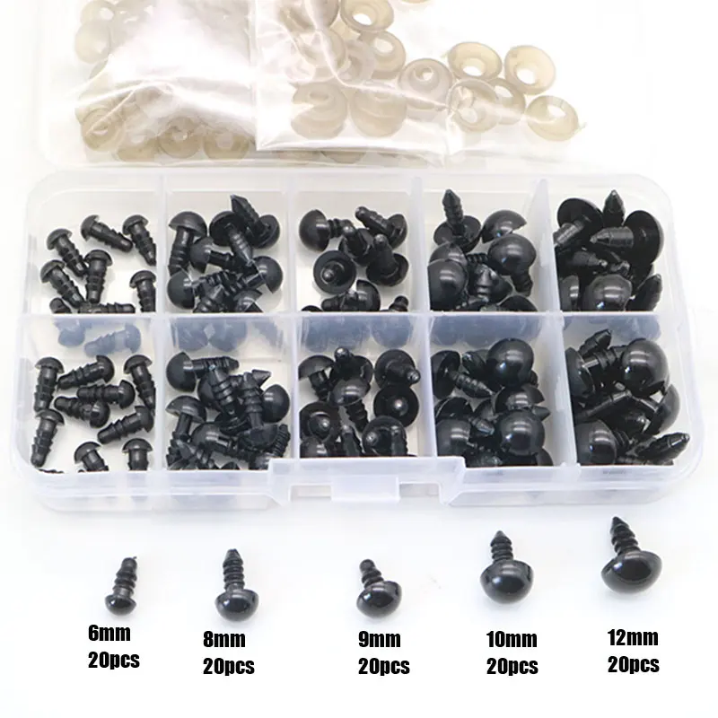 

（Summer6）100 Pcs/Set 6-12mm New Puppet Children Toy Eyes Plastic Safety Eye DIY For Anima