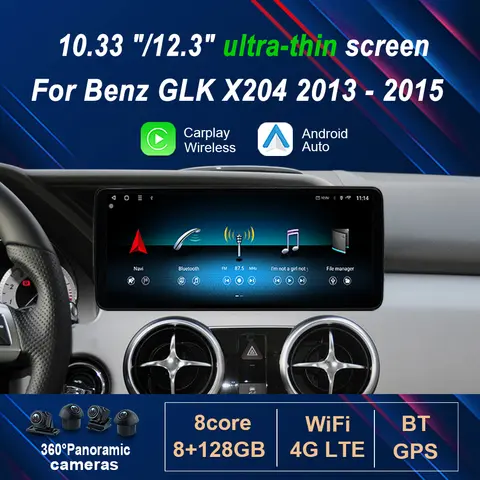 메르세데스 벤츠 GLK X204 2013-2015용 안드로이드 14 카 라디오 비디오 멀티미디어 플레이어 무선 카플레이 GPS 네비게이션 4G 와이파이