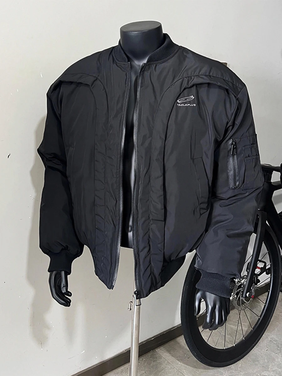 

Мужская утепленная зимняя куртка-бомбер из хлопка в бейсбольном стиле, на молнии, Cleanfit, цветная