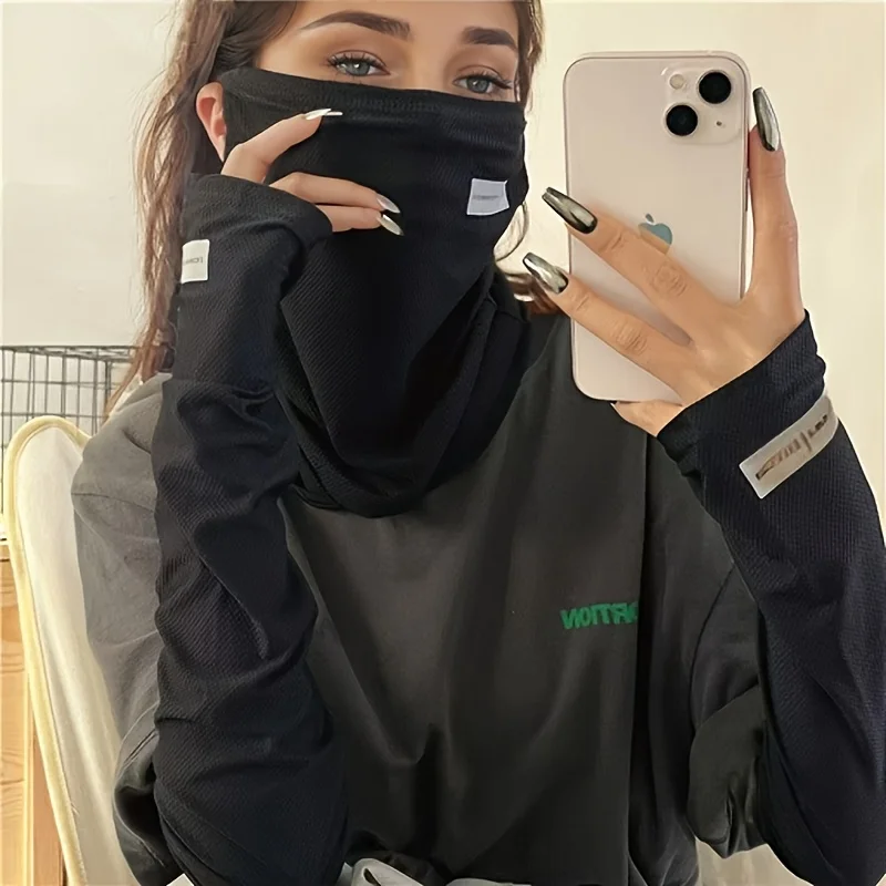 

Summer armsleeves and face shields with UV protection and breathable mesh fabric for outdoor sports and summer travel