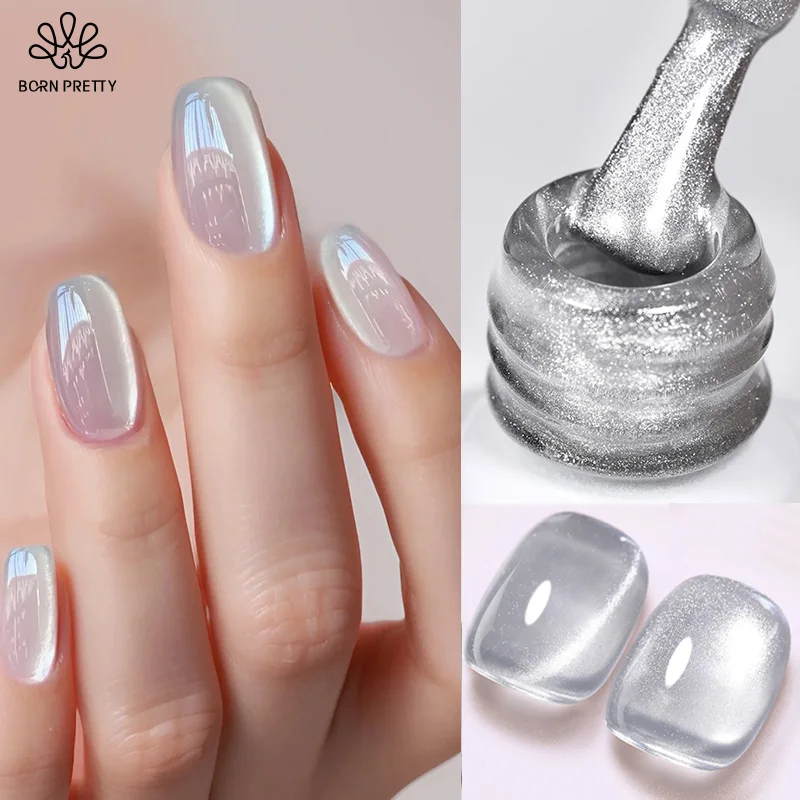 BORN PRETTY 10ml Silver Water Light Cat Magnetic Gel Nail Polish Nail Supplies Vernis Semi Permanent Gel for Fall Winter Nails