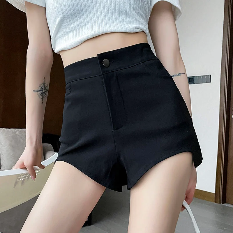 Skinny Women's Shorts Cute Knit Black Mini Booty Kawaii Sexy Tight Short Pants for Woman To Wear Hot XL Elegant Korean Style XXL