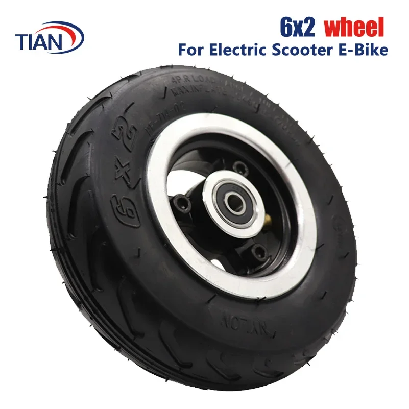 Roda de pneu de inflação 6x2, uso de 6 ", cubo de liga de pneu 160mm, pneu pneumático, scooter elétrica f0, carrinho de roda pneumática, roda de ar