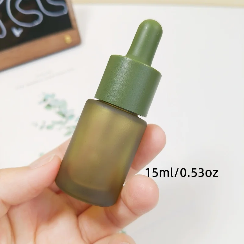 2 Stück 15/30 ml mattgrüne Tropfflaschen aus Glas, Behälter, tragbares Reiseset, hochwertig für ätherische Öle, Düfte, Seren – Detail 7