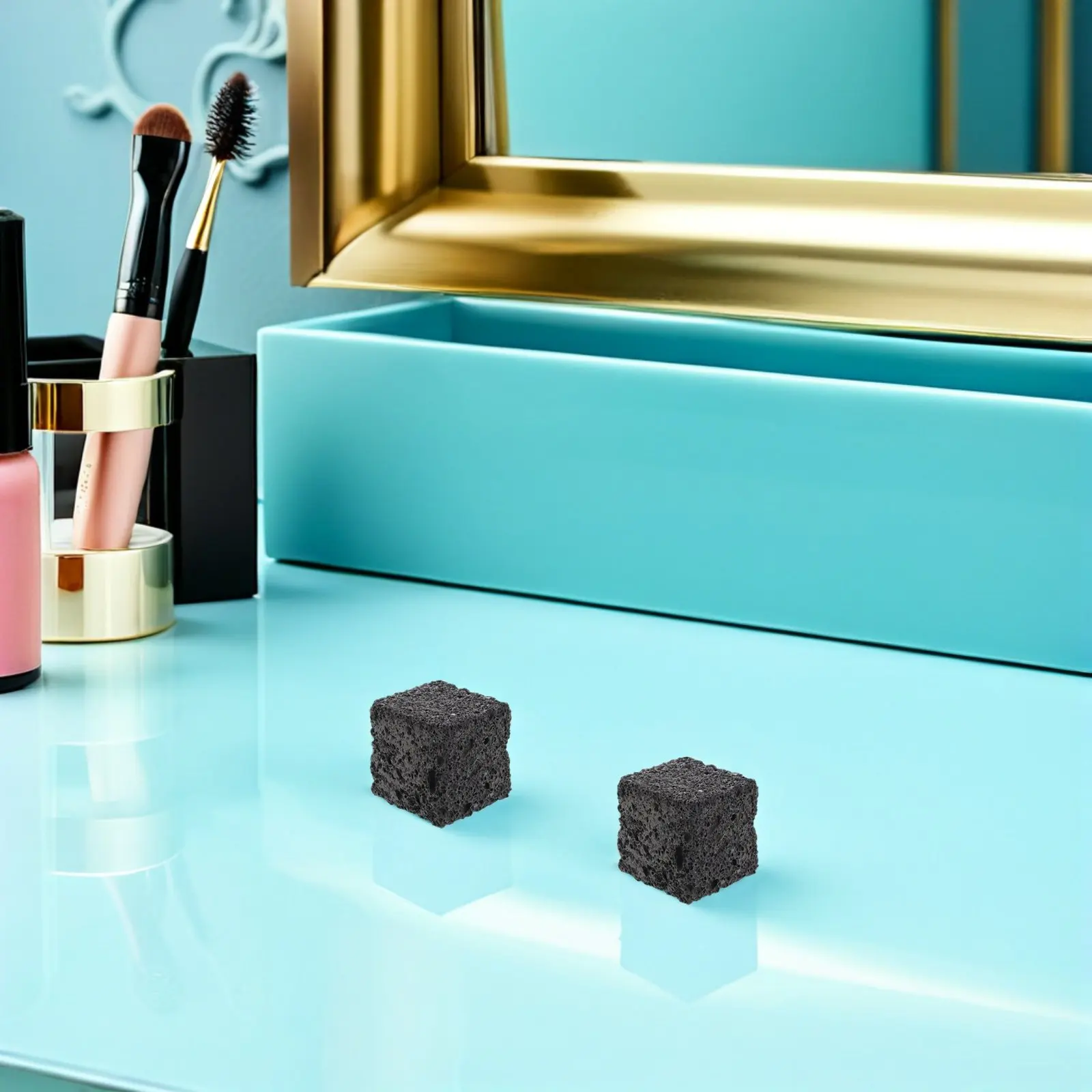 

Набор из 5 квадратных диффузоров для эфирных масел из вулканического камня, натуральный лавовый камень, пассивный аромадиффузор для стола, офиса, автомобиля, дома, маленький