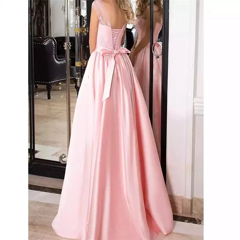 ANGELSBRIDEP Pink Stain Prom Party Gowns A Line Vestidos De Festa Formal Sash Evening Cinderella Pageant Celebrity Gowns NEW