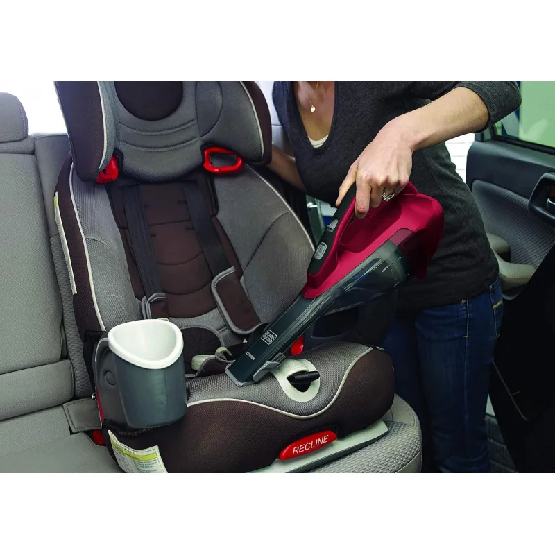 NEW1-ブラック+デッカー DVA315J コードレスハンドヘルド掃除機 10.8V (1.5Ah) サイクロンアクション搭載ダストバスター、グレー/レッド