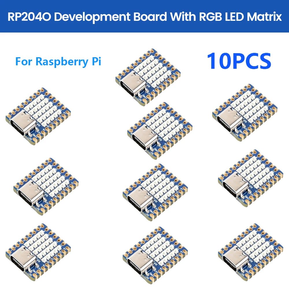 For Raspberry Pi RP2040 Mini Development Board 5 × 5 RGB LED Matrix Module Type-C Connector Support for MicroPython C/C++