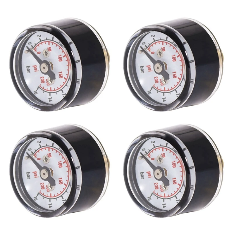 4X Scuba Diving PCP Air Mini Micro-Pressure Gauge Manometer Manometer 16Bar,1/8 NPT Thread