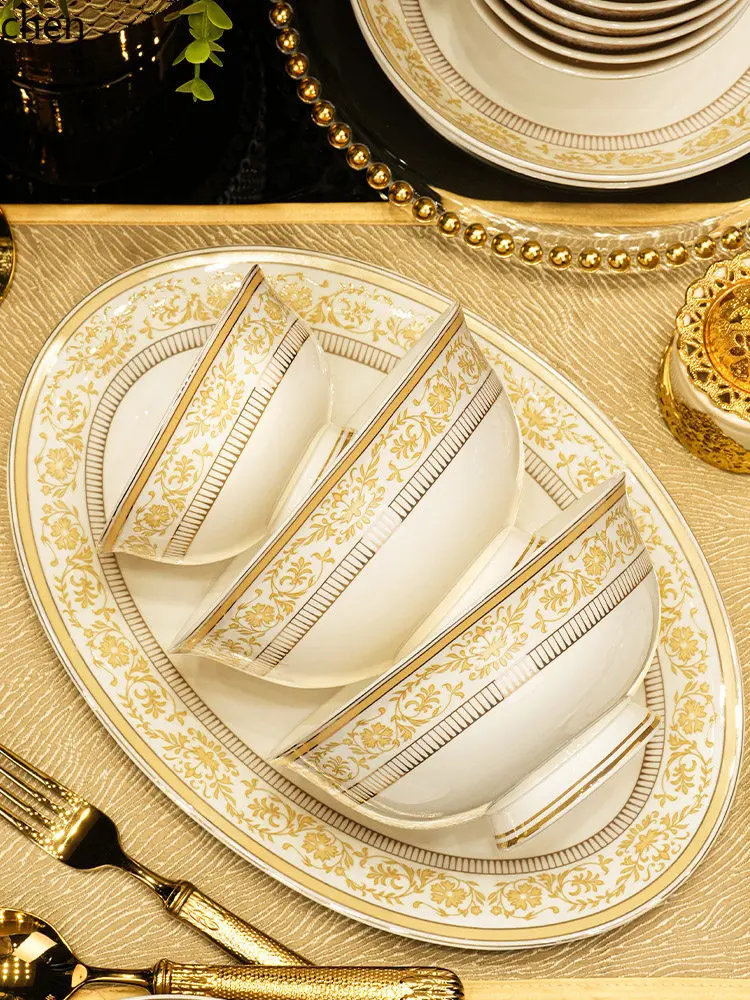 

PZ-13 tableware high-end niche jingdezhen dish set household new wedding housewarming bowl and plate