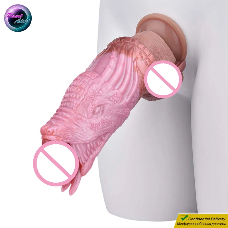 Gode Dragon en silicone pour femme, agrandisseur de pénis, manchon de pénis, couvre-bite, masturbateur, jouets sexuels pour adultes, chatte, anal, prostate, sex-shop, 14x5.3cm