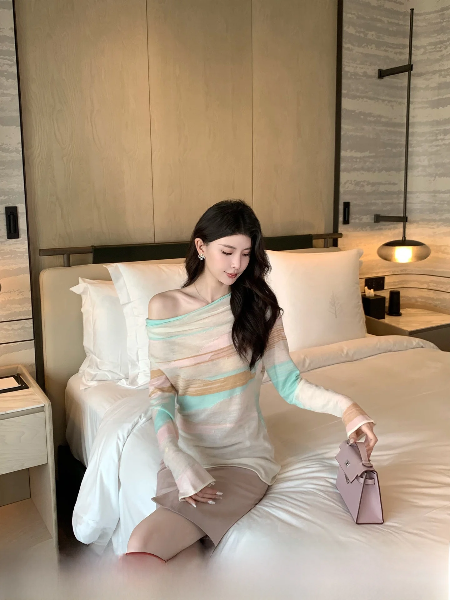 

Kun Total Orange Sea Women's Long Sve Woolen T-irt Spring Season Casual Sle Versatile Loose Fit Basic Crew Ne Top