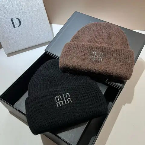 Chapeau tricoté épais et élargi à double bord roulé de style coréen pour l'hiver, un chapeau chaud en peluche, 1 pièce