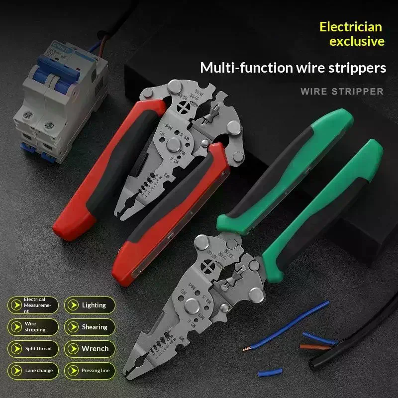 1Pcs Multifunctional Electrician Pliers Foldable Wire Stripping Pliers Crimping Tool Professional-Grade Electrician Tool