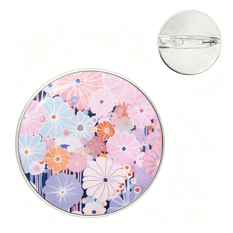 Colourful Yayoi Kusama Dream Flowers Pin Funny Glass Brooches Shirt Lapel Bag Cute Badge Cartoon Pins For Lover Girl Friends