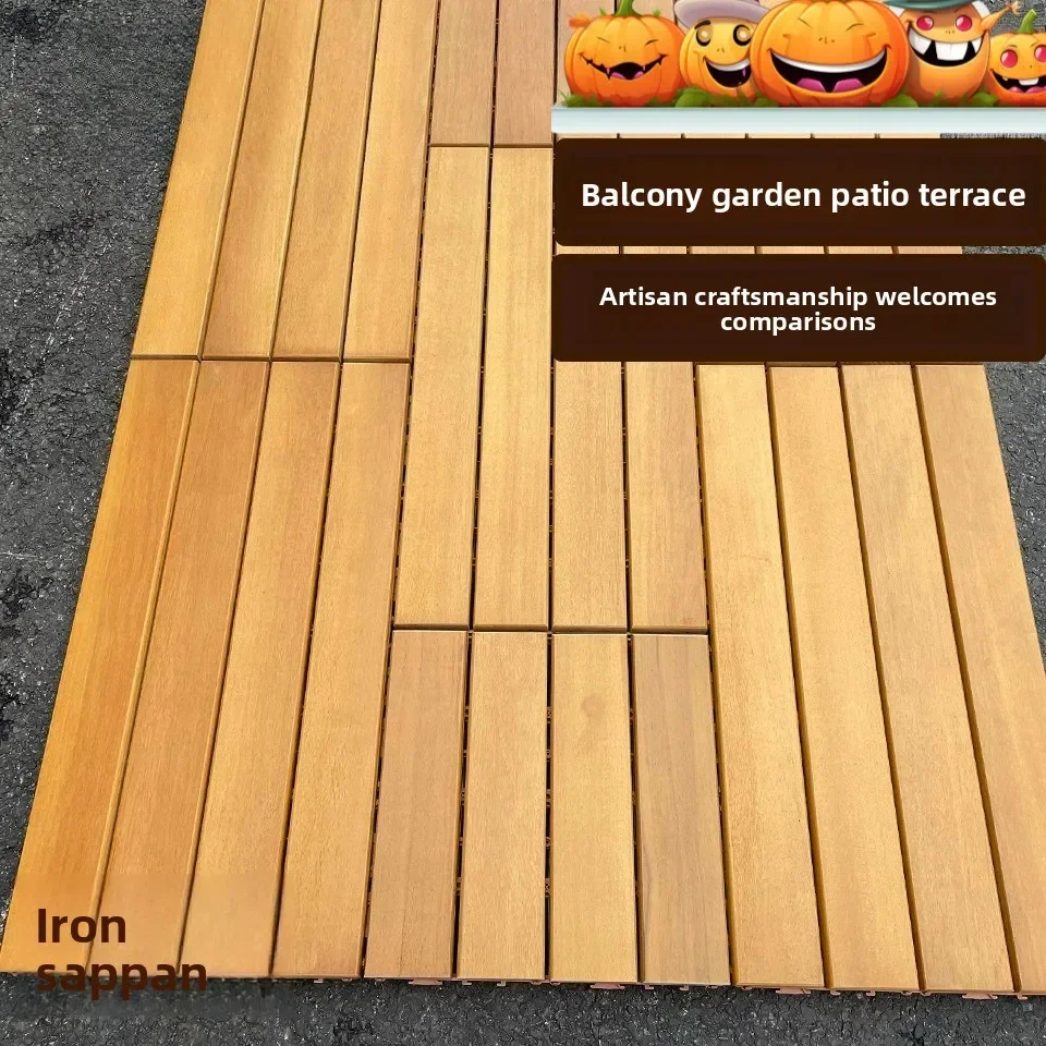 Indoor Balcony Garden Solid Wood Outdoor Patio Interlocking Deck Tiles No Keel Flooring