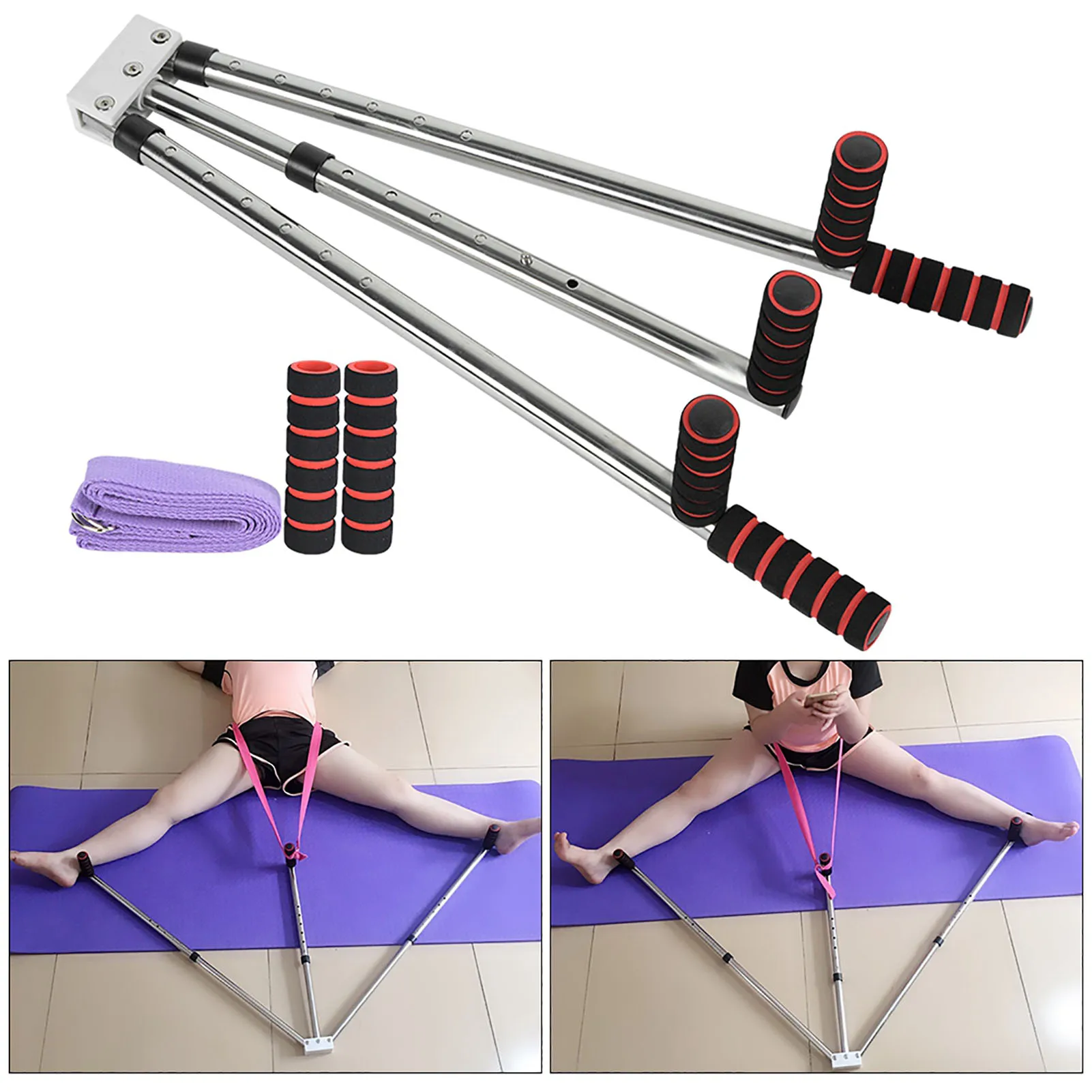 3 Bar Leg Stretcher Adjustable Split Stretching Machine Stainless Steel Yoga Dance Exercise Flexibility Training Equipment Tool