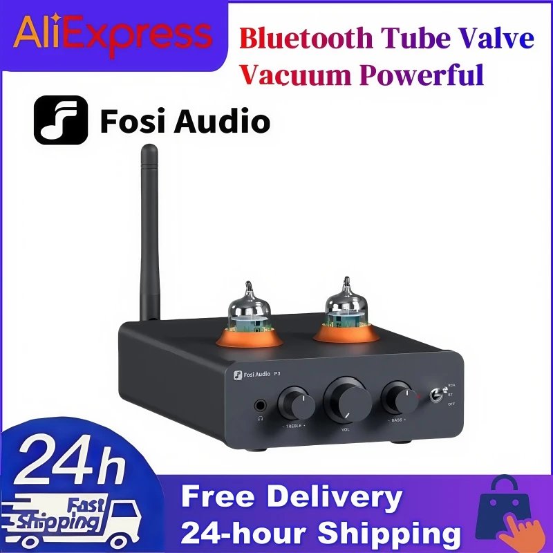 

Fosi Audio P3 Bluetooth Tube Valve Vacuum Powerful Headphone Stereo Preamplifier HiFi Audio Amplifier with Treble