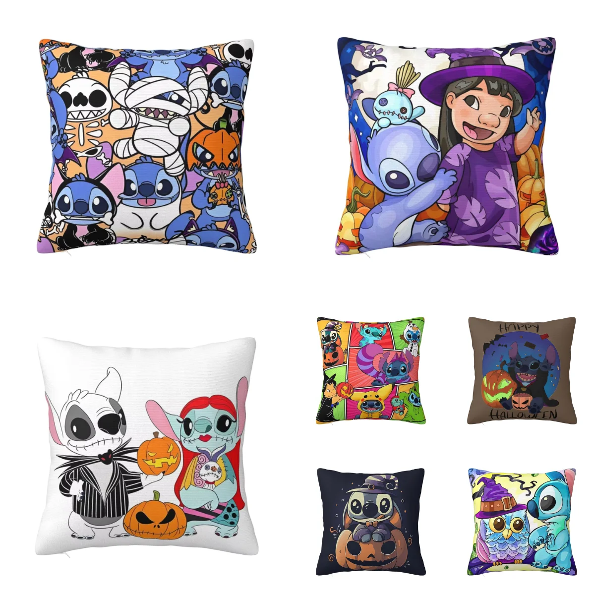 

Pillow Cover Halloween Kawaii Stitch Graphic Cushion Cover Morden Pillow Case For Chair Sofa Home Decoration Pillowcases