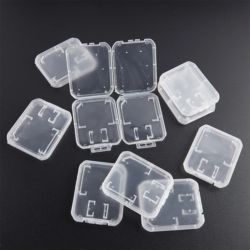 10pcs Transparent Standard TF/SD Memory Card Case Holder Box Storage Boxes Protection Holder Memory Card Clear Plastic Case